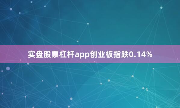 实盘股票杠杆app创业板指跌0.14%