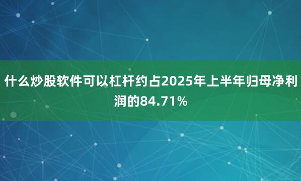 什么炒股软件可以杠杆约占2025年上半年归母净利润的84.71%